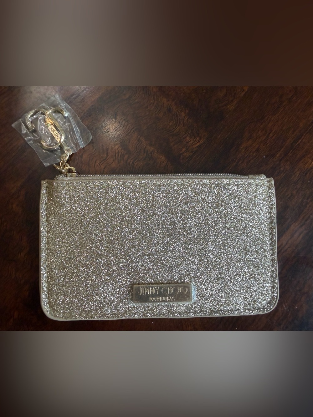 Jimmy Choo Silver Glitter Wristlet